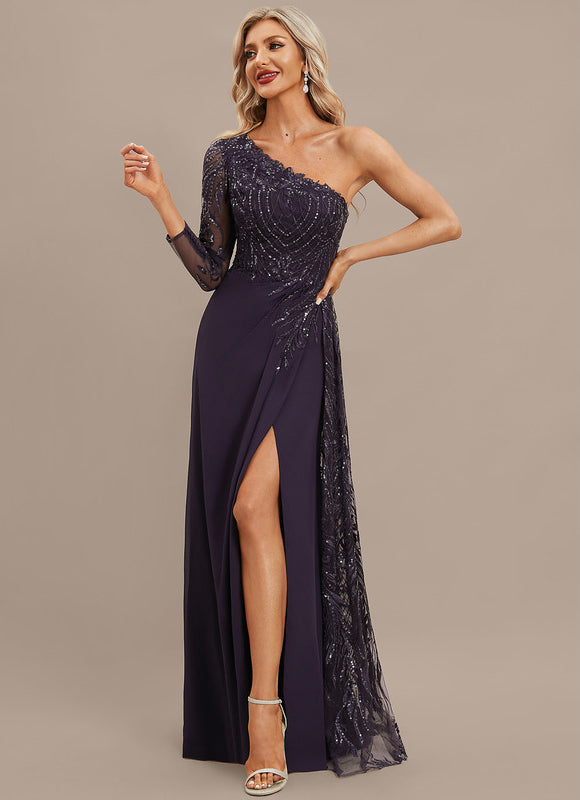 Robe Chic Longue Violet Pailletée - gallery 4