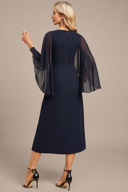 Robe Chic Satin Marine Élégant - gallery 7