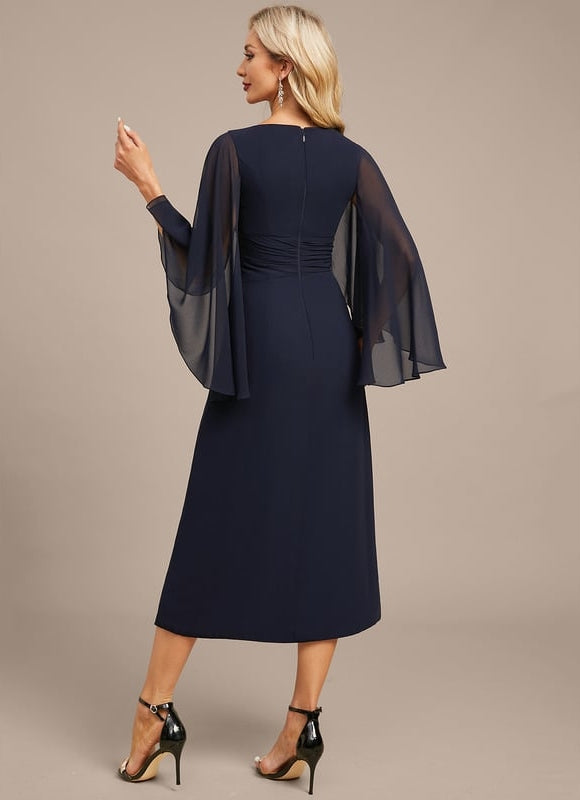 Robe Chic Satin Marine Élégant - gallery 7