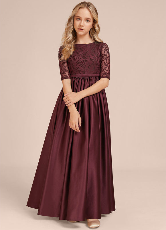 Robe Chic Longue Dentelle Bordeaux