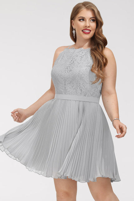 Robe Chic Gris Élégant Plissé - gallery 4