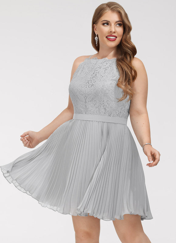 Robe Chic Gris Élégant Plissé - gallery 4