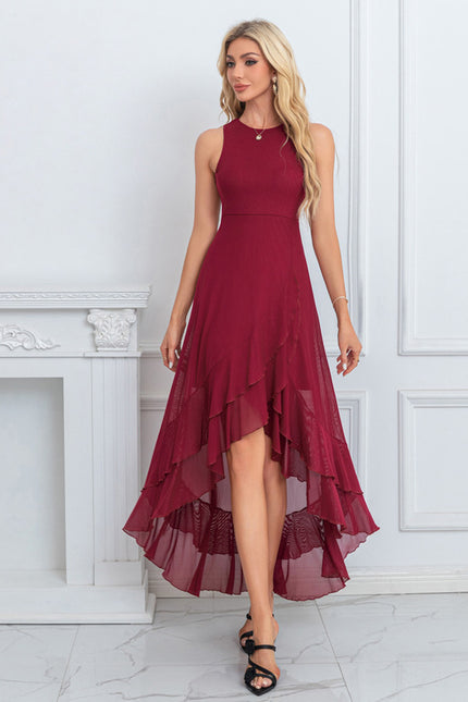 Robe Chic Maxi Volants Bordeaux - gallery 6