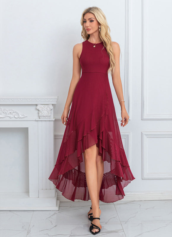 Robe Chic Maxi Volants Bordeaux - gallery 6