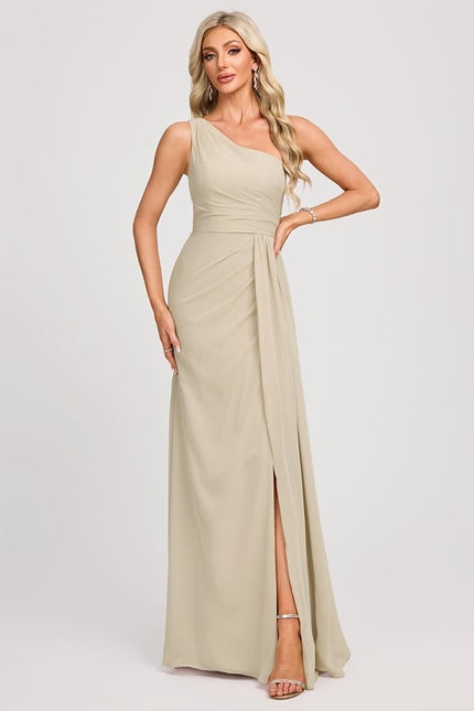 Robe Chic Asymétrique Beige - gallery 2