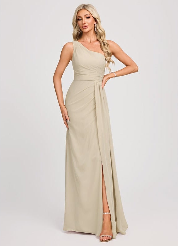 Robe Chic Asymétrique Beige - gallery 2