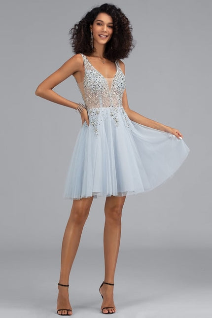 Robe De Soirée Chic Courte Avec Manche - gallery 4