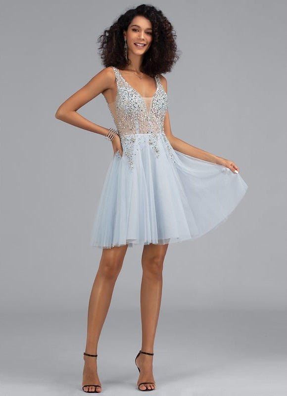 Robe De Soirée Chic Courte Avec Manche - gallery 4
