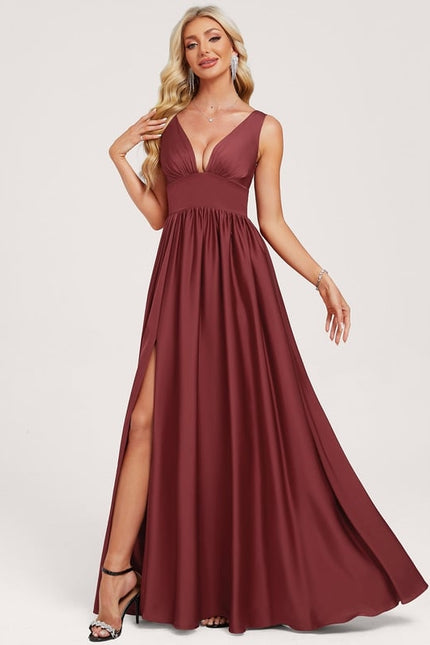 Robe Chic Bordeau Satinée