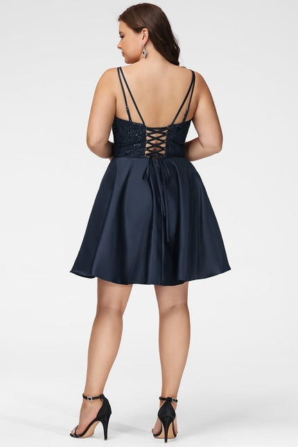 Robe Chic Marine Satinée Élégante - gallery 9