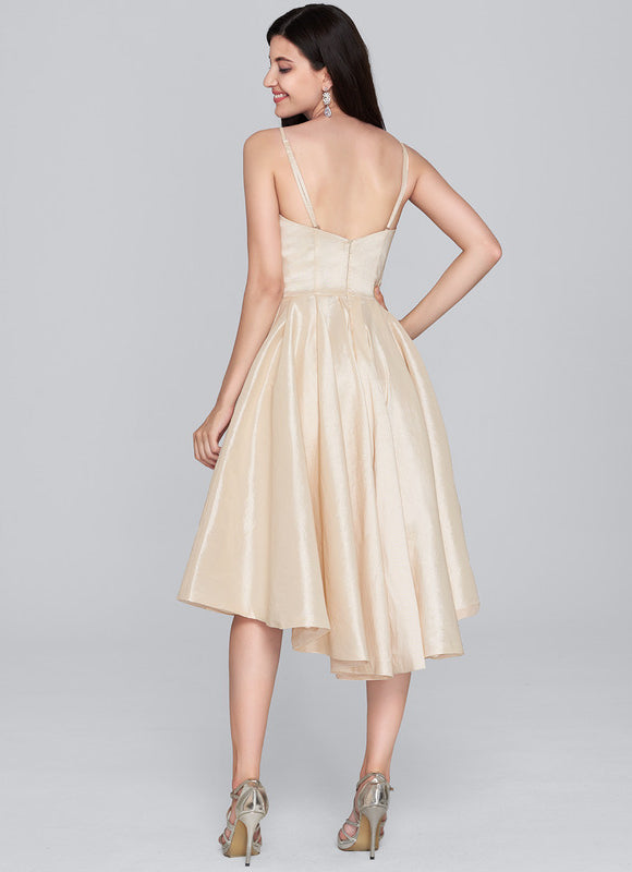Robe Chic Collet Asymétrique Taffeta - gallery 5