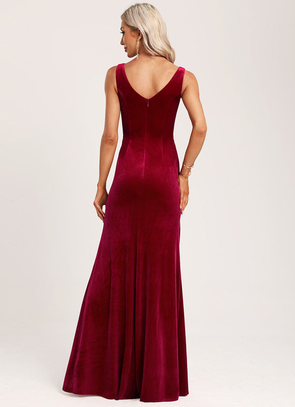 Robe Chic Velours Rubis Longue - gallery 4