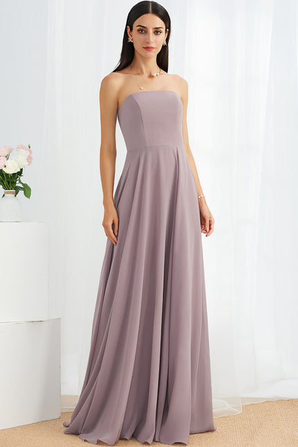 Robe Chic Mauve Trapèze Longueur Ras Du Sol - gallery 1