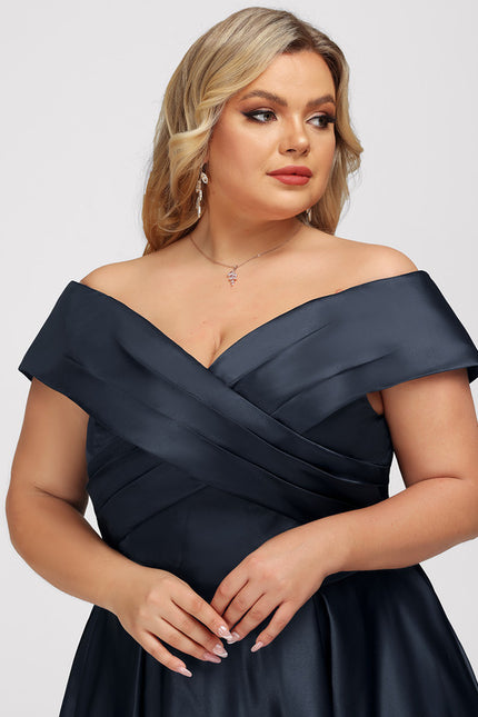 Robe Chic Bleu Marine Satinée - gallery 7