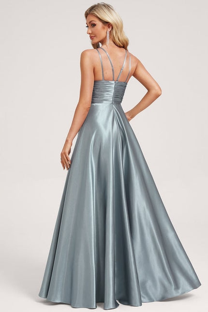 Robe Chic Satin Bleu - gallery 4