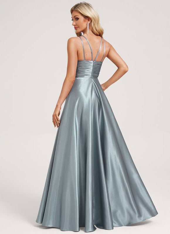 Robe Chic Satin Bleu - gallery 4