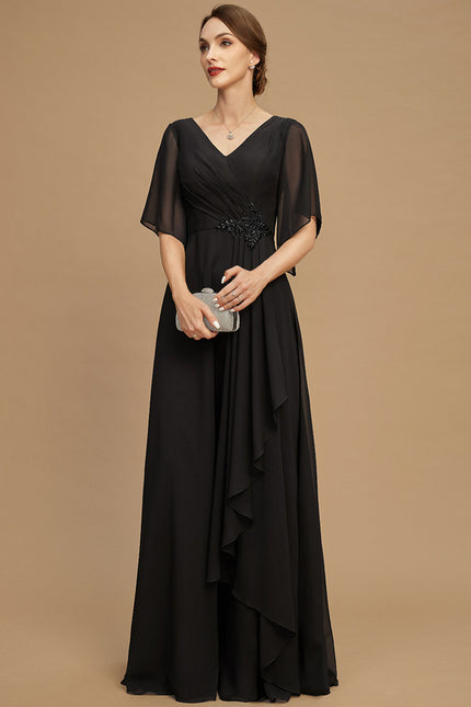 Robe Chic Noire Mousseline À Volants - gallery 5