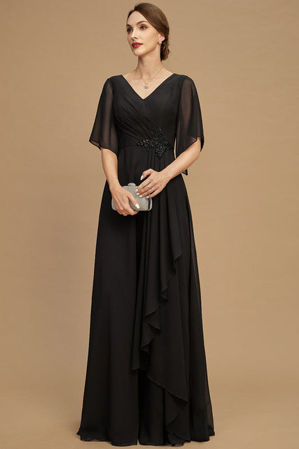 Robe Chic Noire Mousseline À Volants - gallery 5