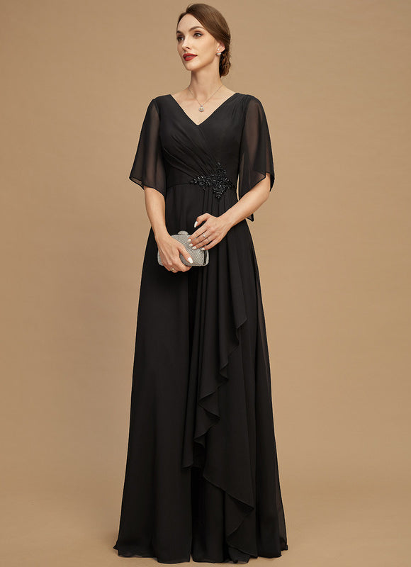 Robe Chic Noire Mousseline À Volants - gallery 5