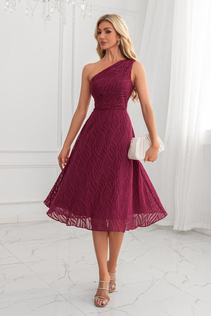 Robe Chic Midi Bordeaux Texturée - gallery 5