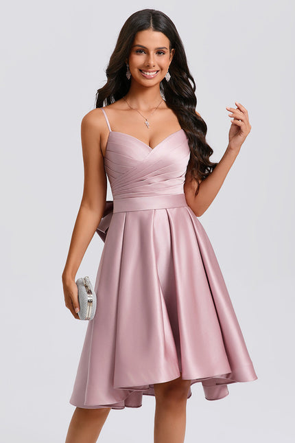 Robe Chic Satin Rose Plissée