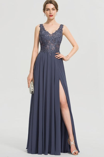 Robe Chic Longue Satinée Bleu - gallery 4