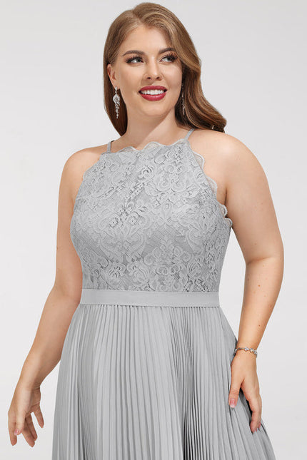 Robe Chic Gris Élégant Plissé - gallery 9