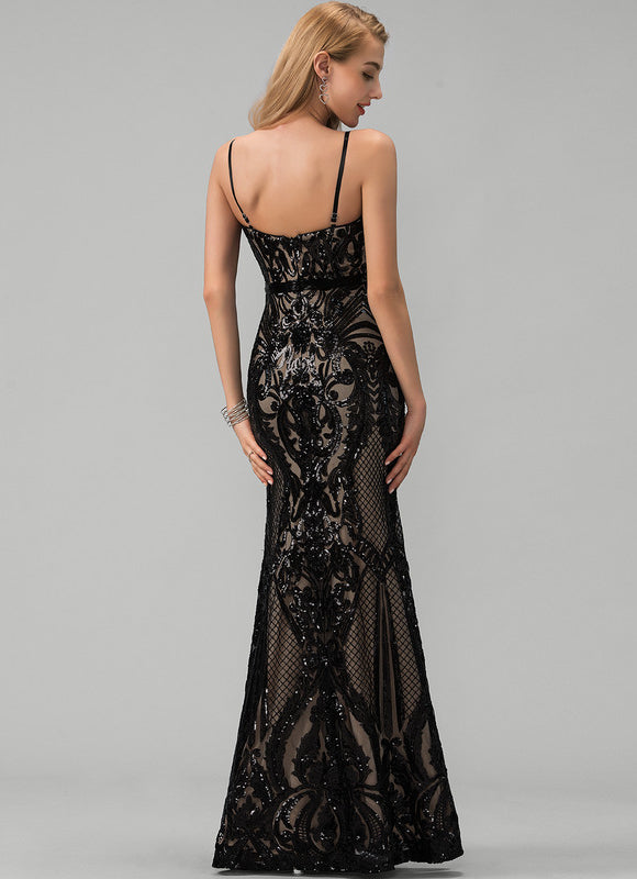 Robe Chic Noire Pailletée Sirène Élégante - gallery 1