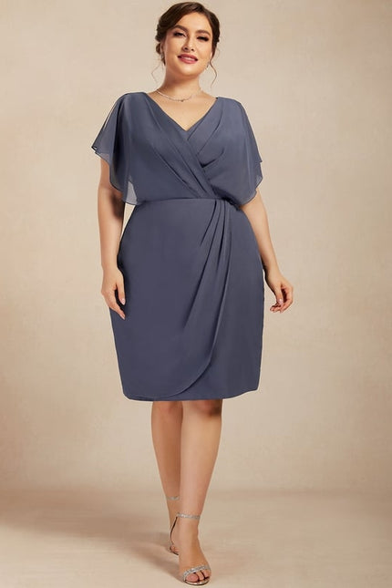 Robe Chic Bleu Nuit Courte Élégante - gallery 4