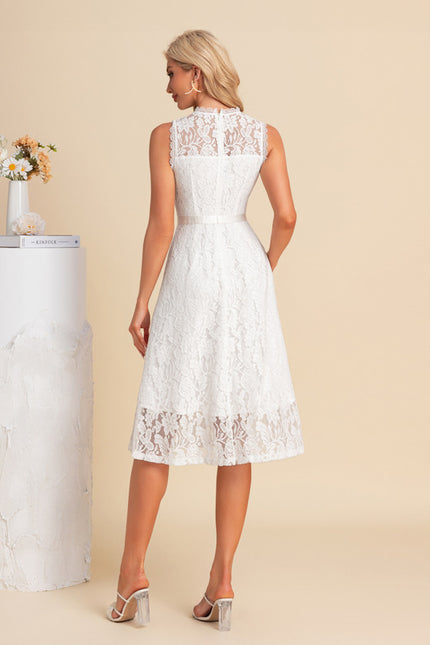 Robe Chic Midi Dentelle Blanche - gallery 2