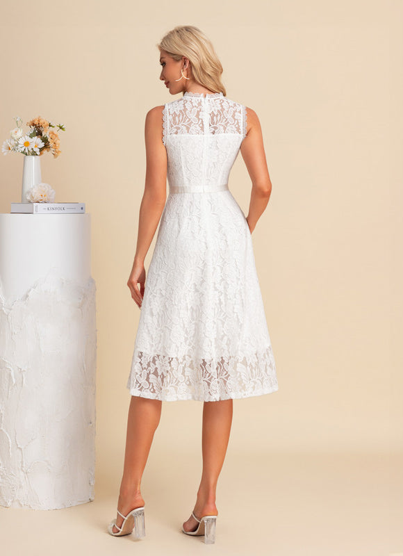 Robe Chic Midi Dentelle Blanche - gallery 2