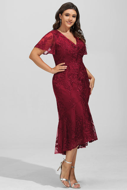 Robe Chic Rouge Élégant Flottant - gallery 9
