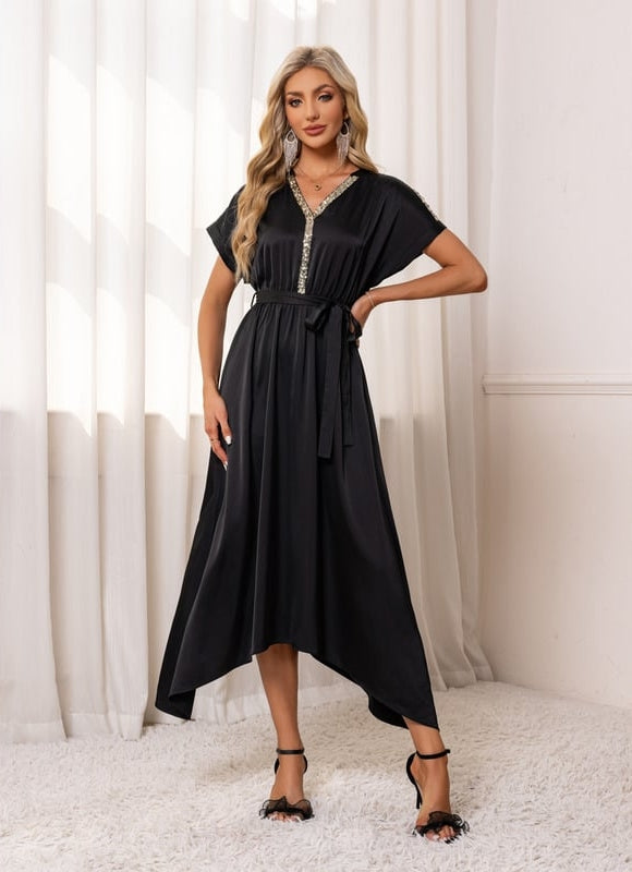 Robe Chic Asymétrique Scintillante - gallery 2