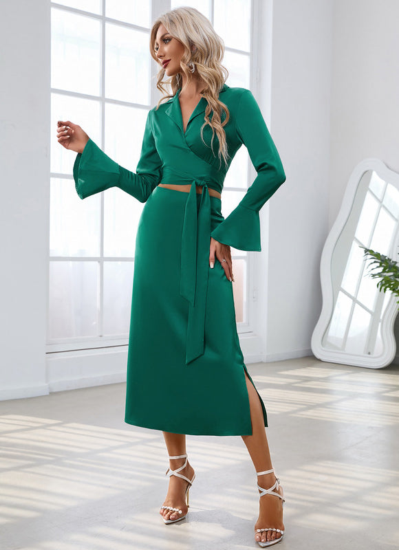 Robe Chic Satin Émeraude Aérien