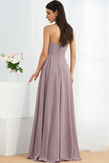 Robe Chic Mauve Trapèze Longueur Ras Du Sol - gallery 3