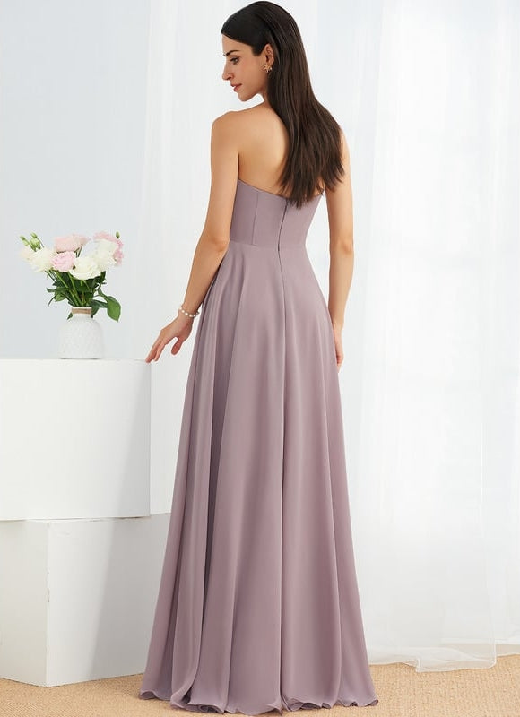 Robe Chic Mauve Trapèze Longueur Ras Du Sol - gallery 3