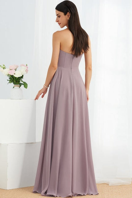 Robe Chic Mauve Trapèze Longueur Ras Du Sol - gallery 3
