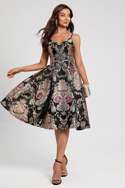Robe Chic Éclat Floral Noir - gallery 4
