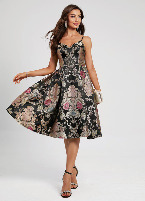 Robe Chic Éclat Floral Noir - gallery 4