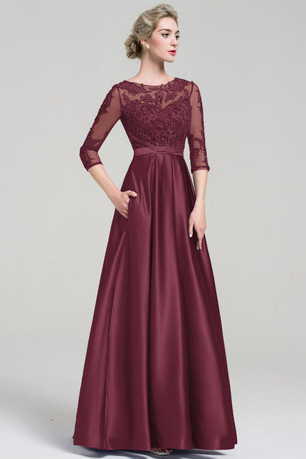 Robe Chic Satin Bordeaux Élégant - gallery 1