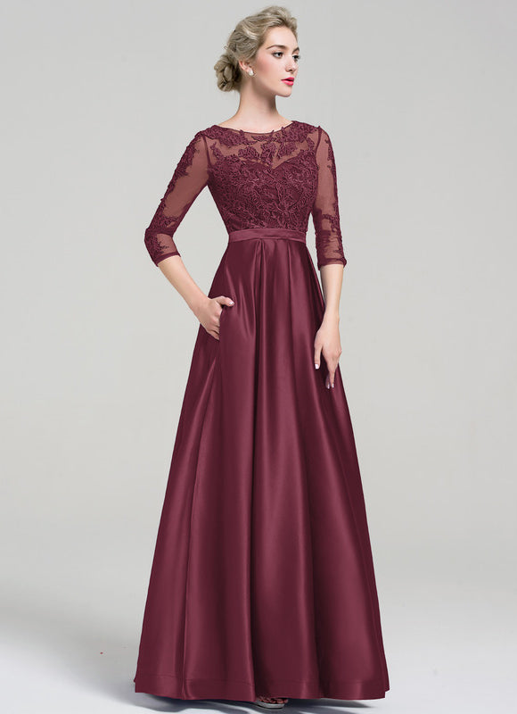 Robe Chic Satin Bordeaux Élégant - gallery 1