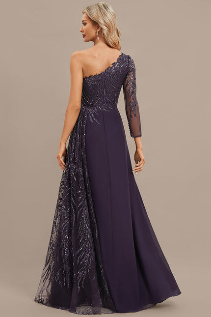 Robe Chic Longue Violet Pailletée - gallery 6