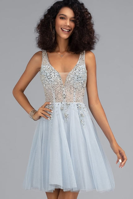 Robe De Soirée Chic Courte Avec Manche - gallery 3