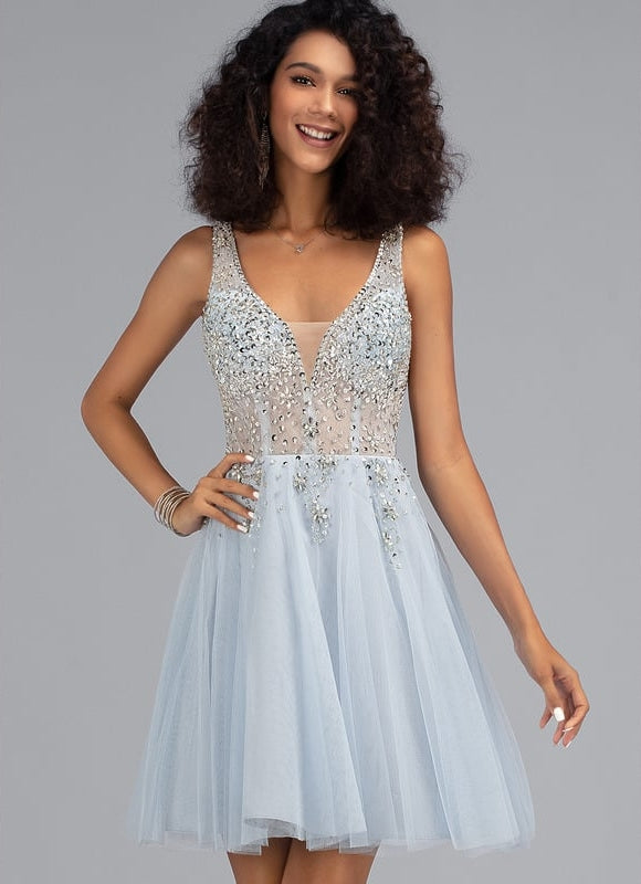 Robe De Soirée Chic Courte Avec Manche - gallery 3
