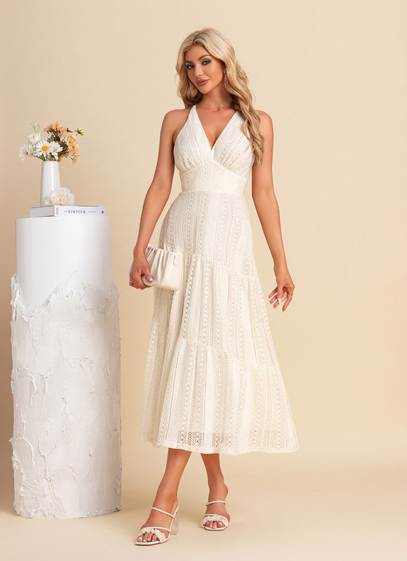 Robe Chic Mi-Longue Ajourée