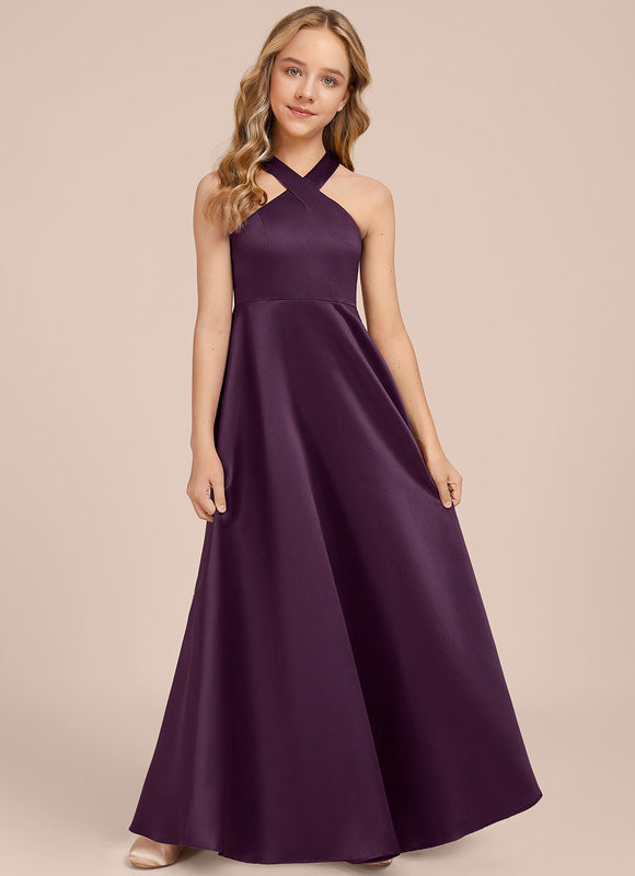 Robe Chic Satinée Prune - gallery 1