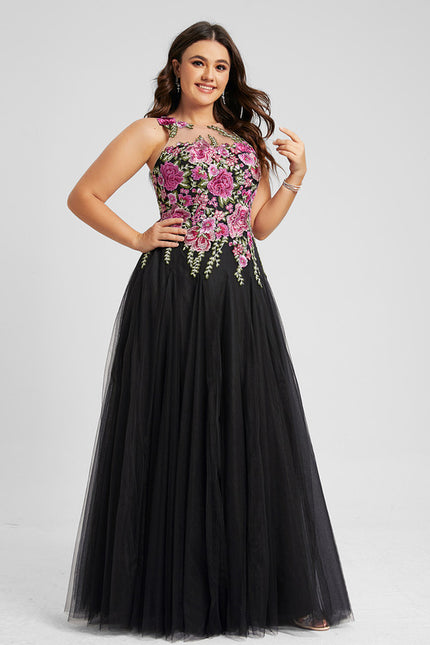 Robe Chic Noire Avec Fleurs Brodées - gallery 7