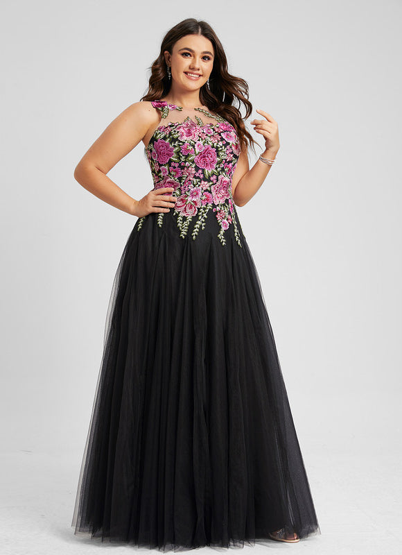 Robe Chic Noire Avec Fleurs Brodées - gallery 7