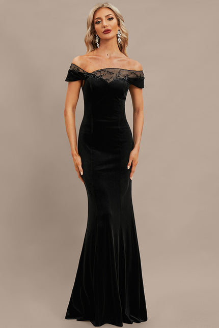 Robe Chic Velours Noir Élégant - gallery 5