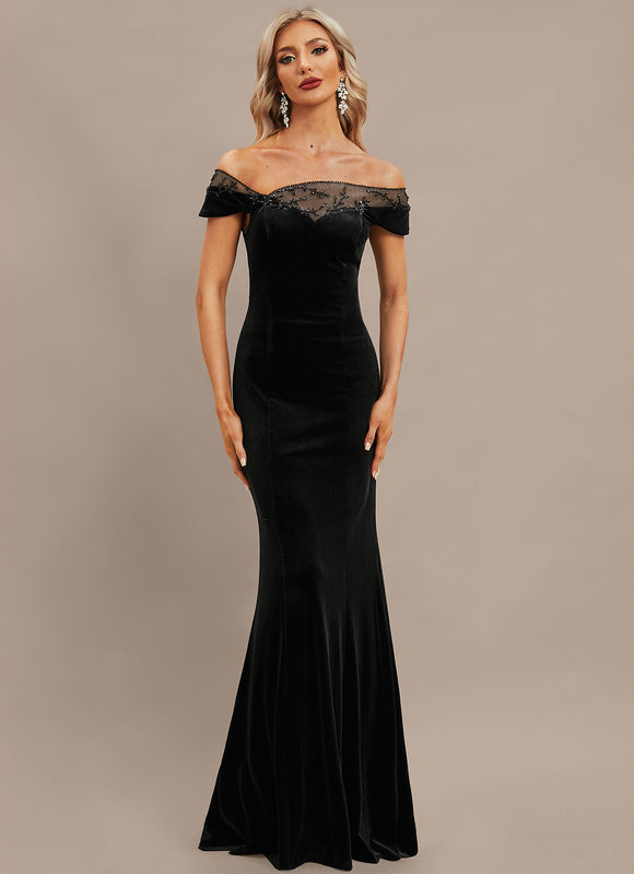 Robe Chic Velours Noir Élégant - gallery 5